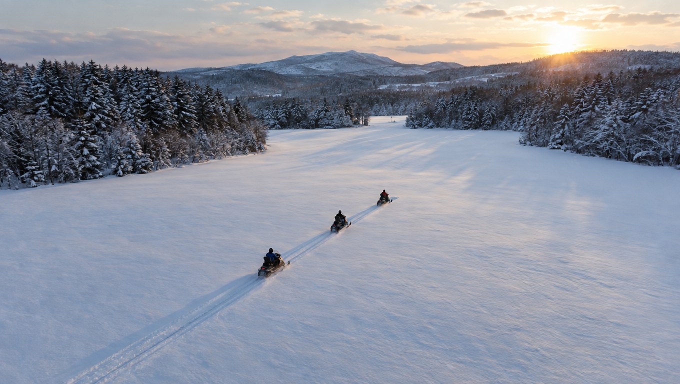 混み合わない雪原で、ゆったり走れる